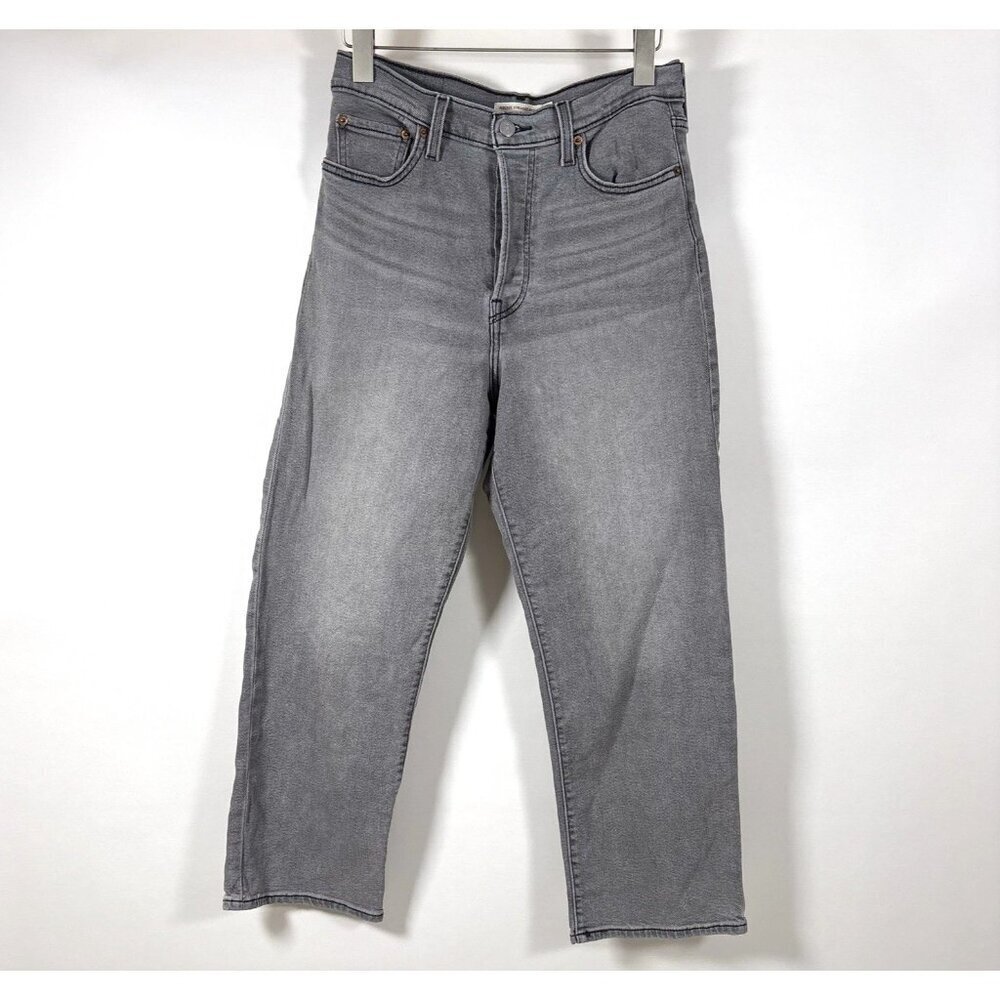 Levi's Ribcage Straight Leg High Rise Ankle Jeans Gray - Size 28